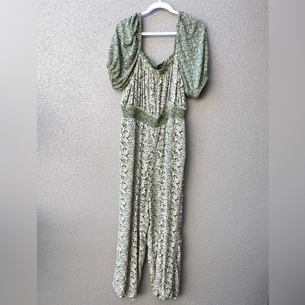Fat Face green damask jumpsuit LARGE - Picture 4 of 6